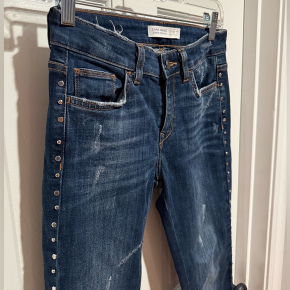 Zara Basic Denim Size 2 with Rivets - Picture 2 of 5